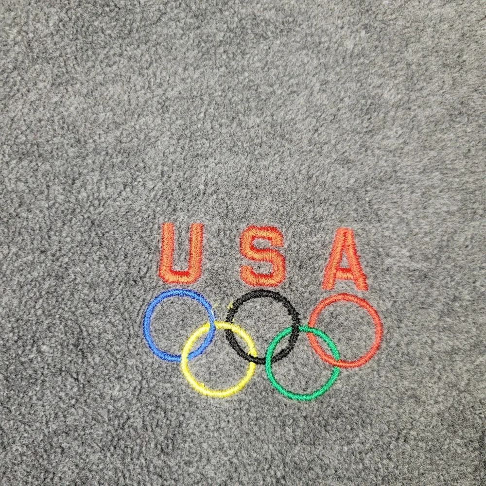 Team USA Olympics Jacket Full Zip Mens XL Gray Fleece Mock Neck Made‎ in USA